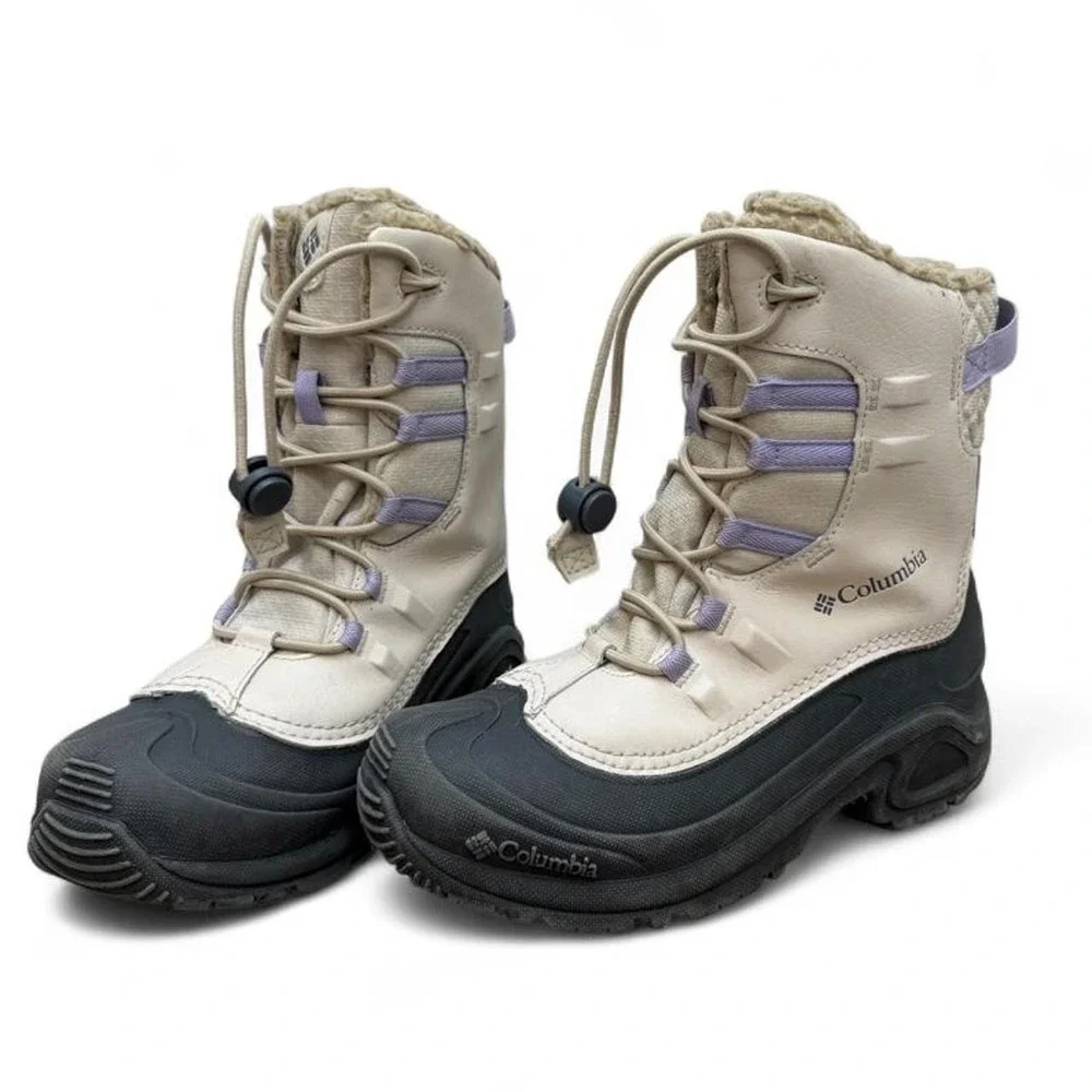 Columbia Kids Bugaboot Celsius Waterproof Omni-Heat Winter Boots Cream Purple